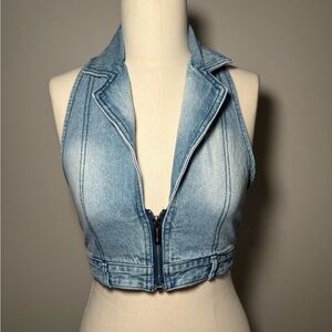 LUXE TO KILL- Denim Blue Sleeveless Women's Top